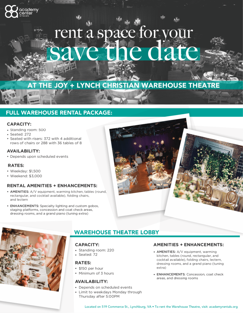 Warehouse Theatre Rental Flyer